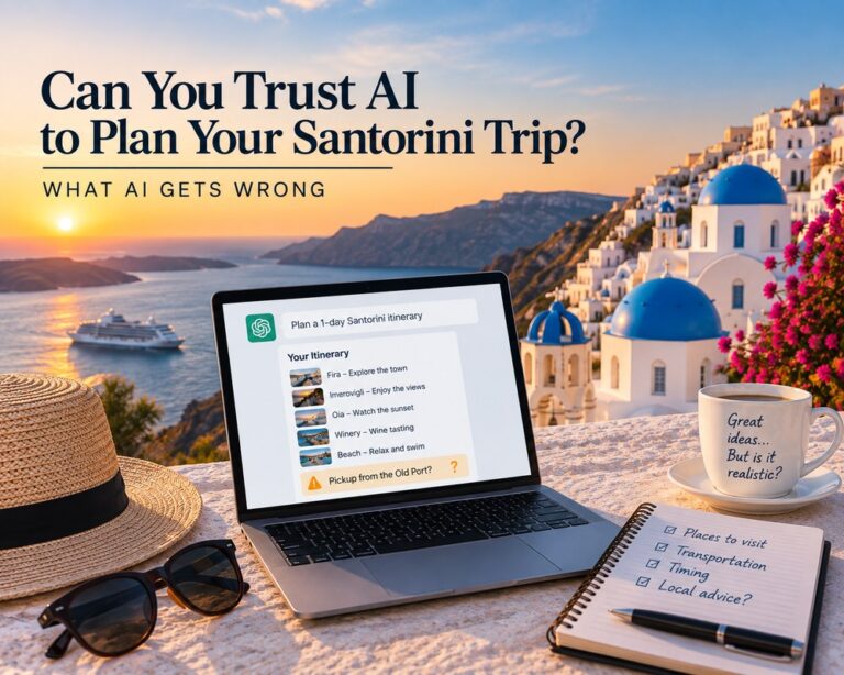 AI planning a Santorini trip